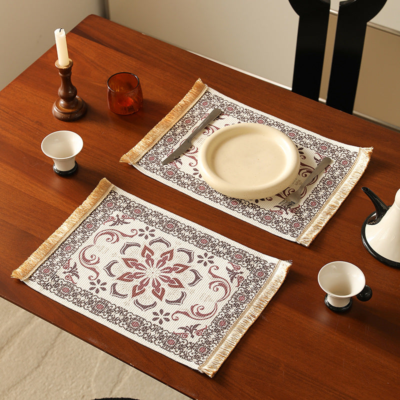 Short-pile decorative bathroom and runner carpet in oriental medallion style with fringes Stornfield