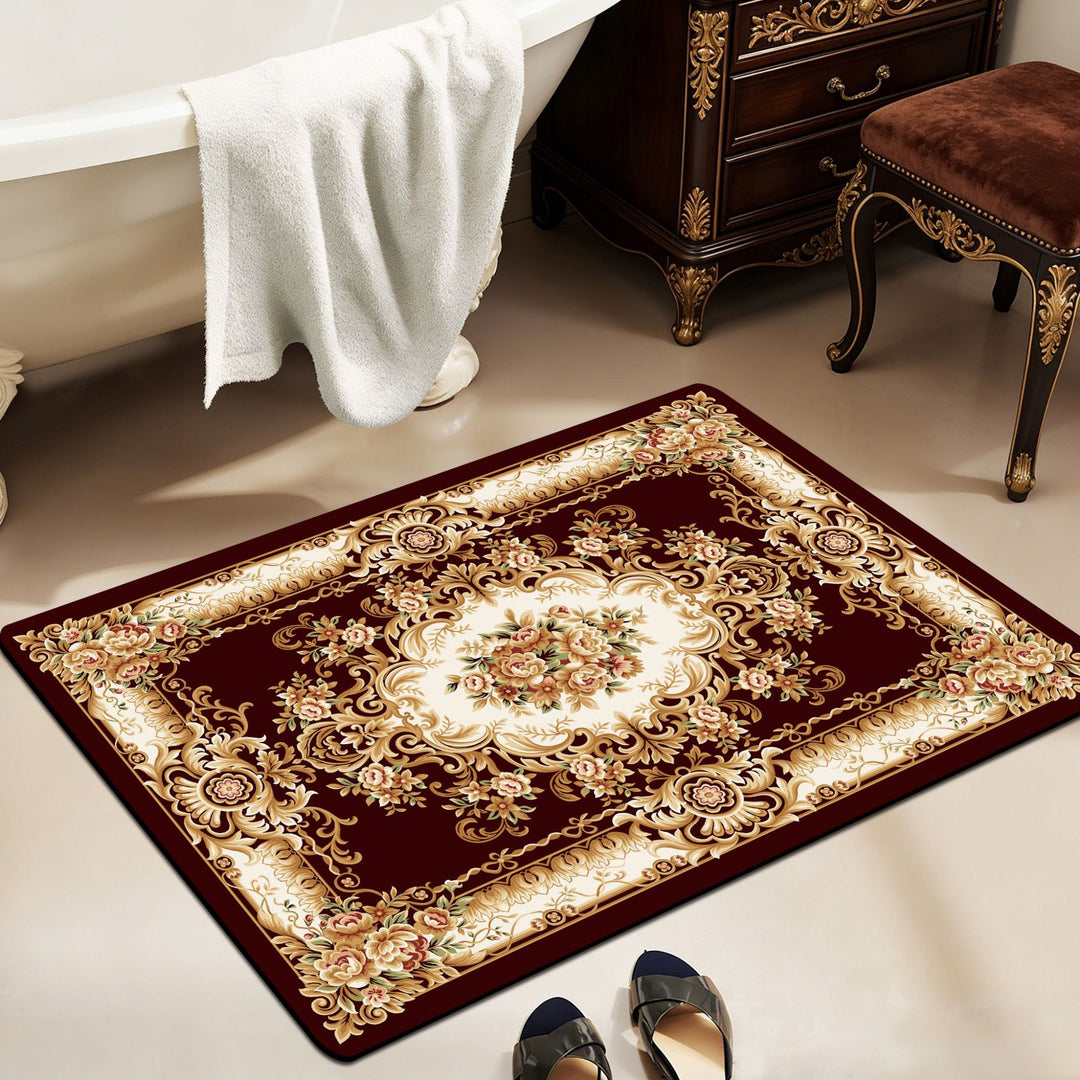 Vintage Floral Design Bath Mat Stornfield