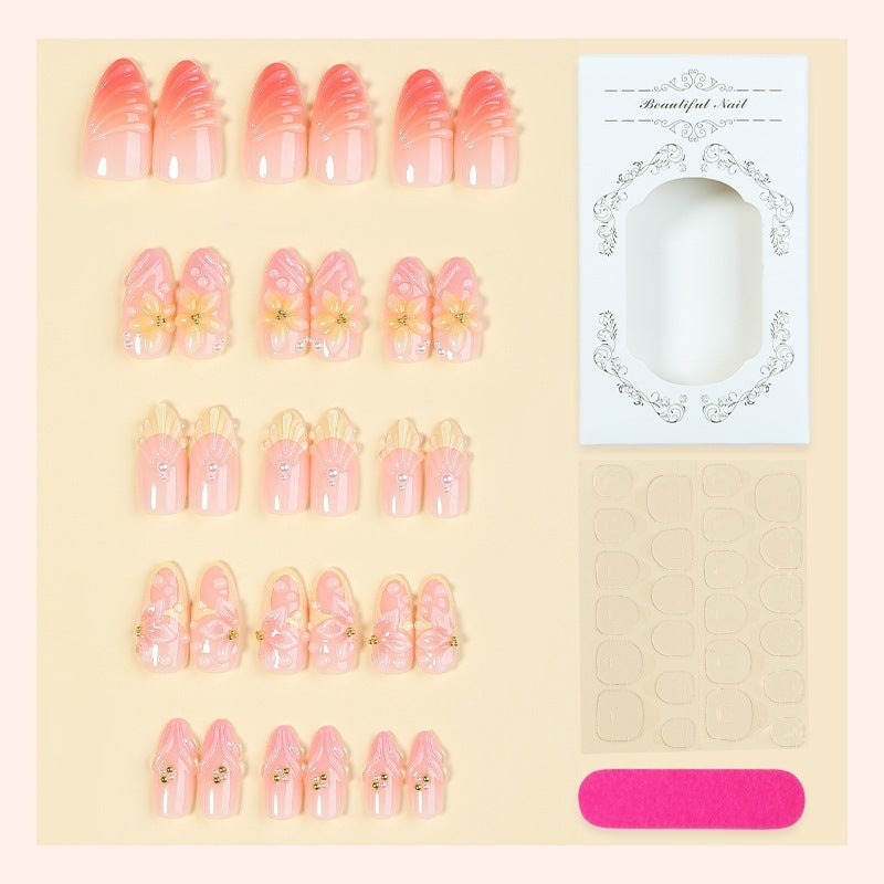 Elegant artificial nail set with floral and glamorous accents Stornfield