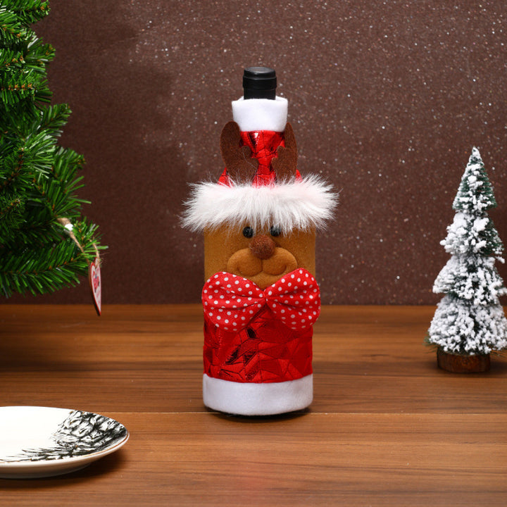 Decorative wine bottle cover in Santa Claus design Stornfield