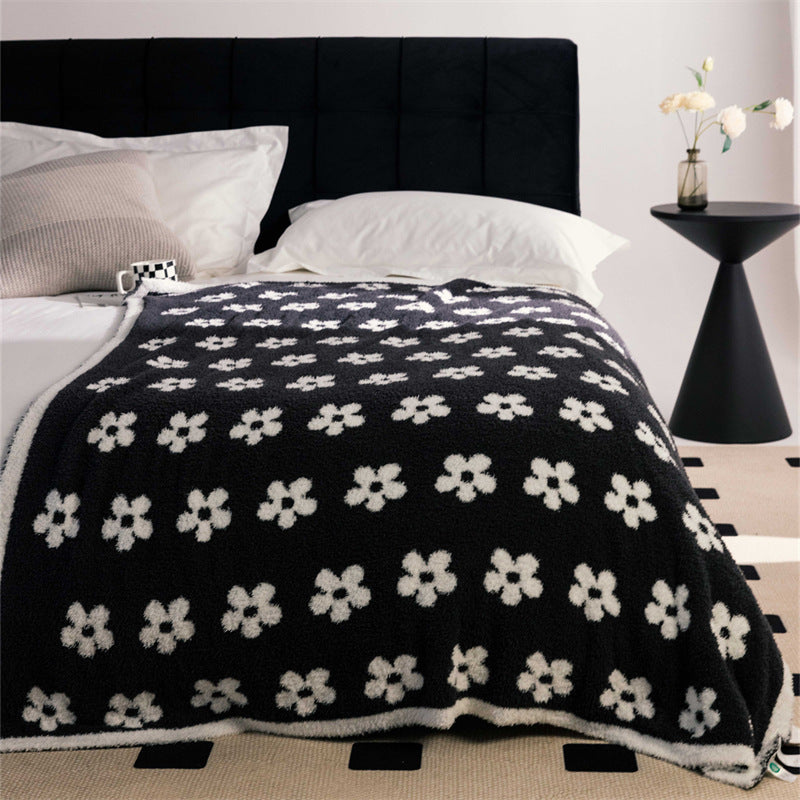 Extra soft fluffy blanket with teddy finish and floral relief