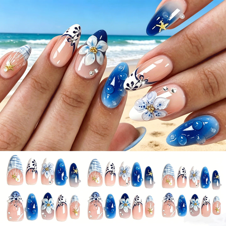 Artistic Floral Press-On Nail Set Stornfield