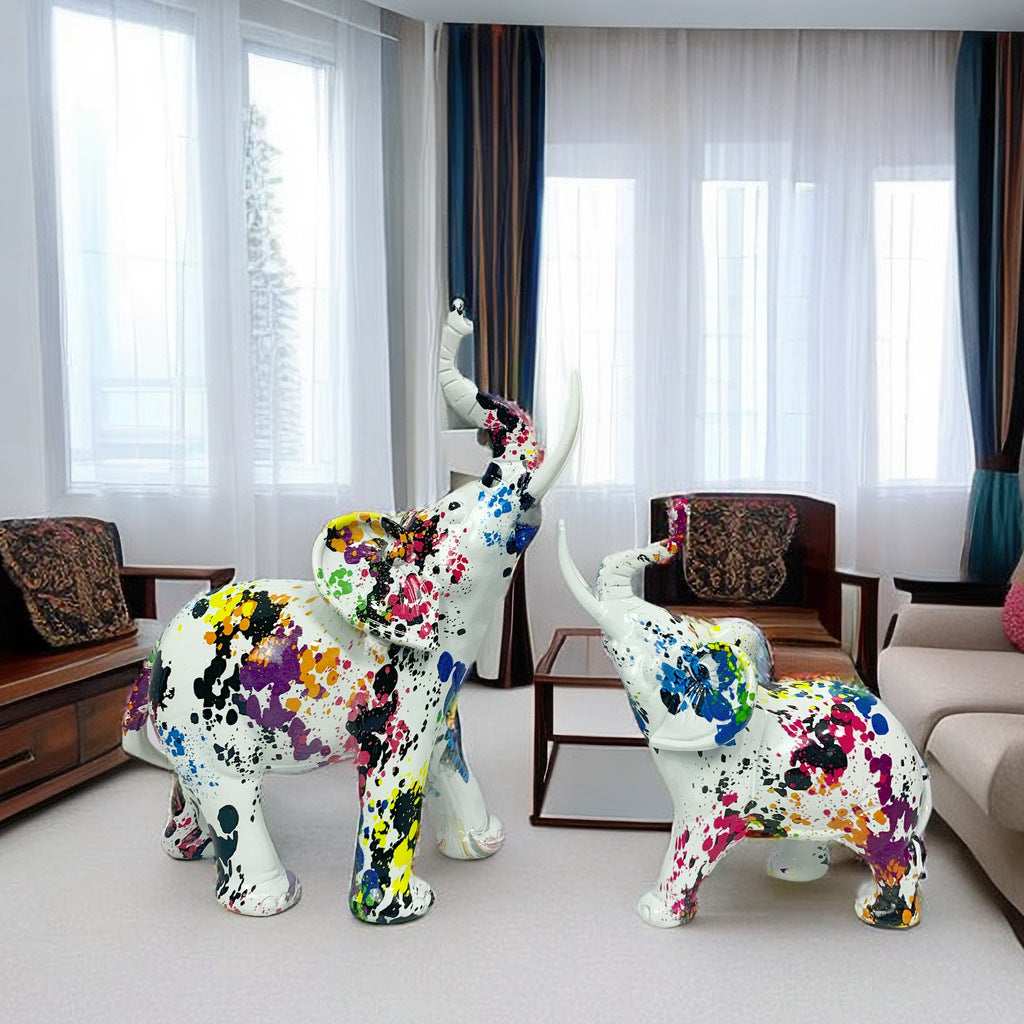 Artistic elephant figure with colorful design Stornfield