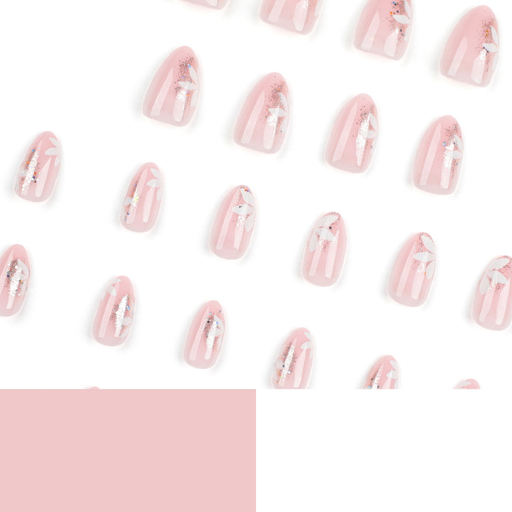 Premium Nail Art with Floral Design and Glitter Accents Stornfield