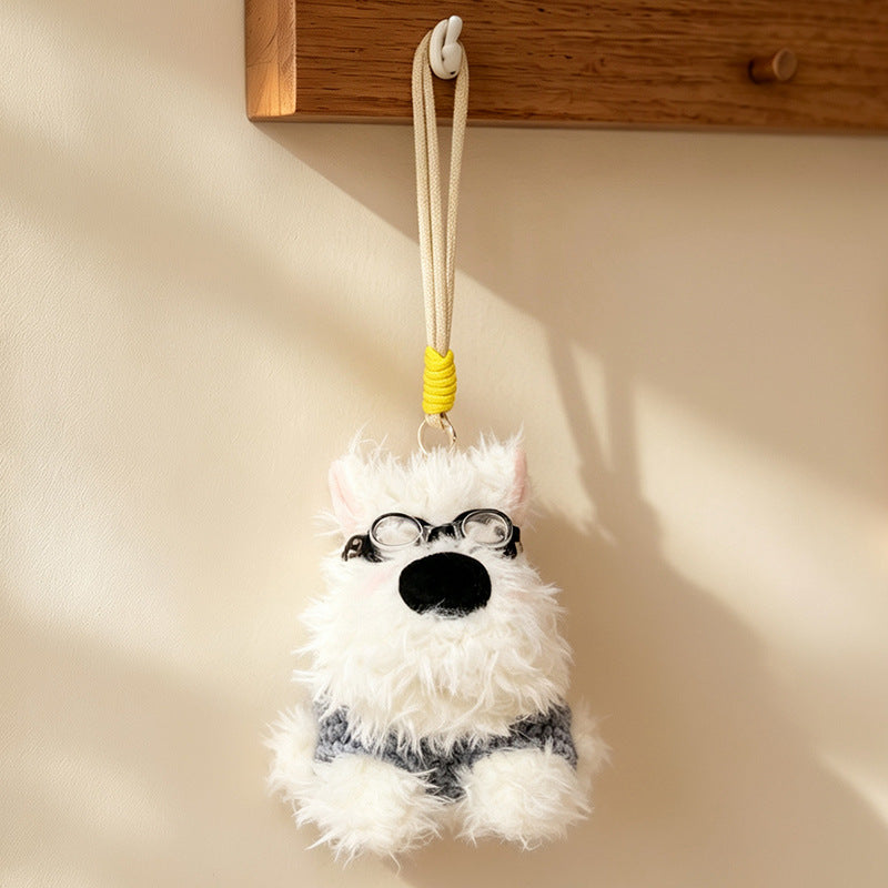 Fluffy Bunny Bag Charm Keychain with Faux-Fur Plush Body and Decorative Resin Accent Stornfield