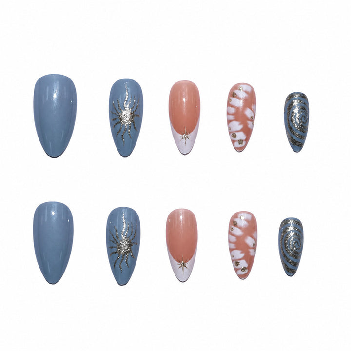 Elegant Premium Artificial Nails with Floral and Glitter Designs Stornfield