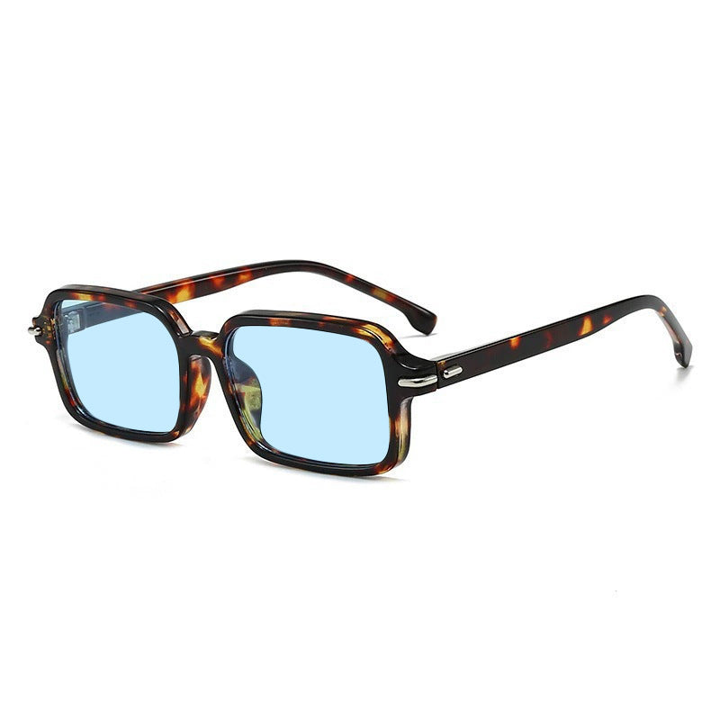 Women's fashionable square sunglasses with stylish plastic frame and blue lenses Stornfield