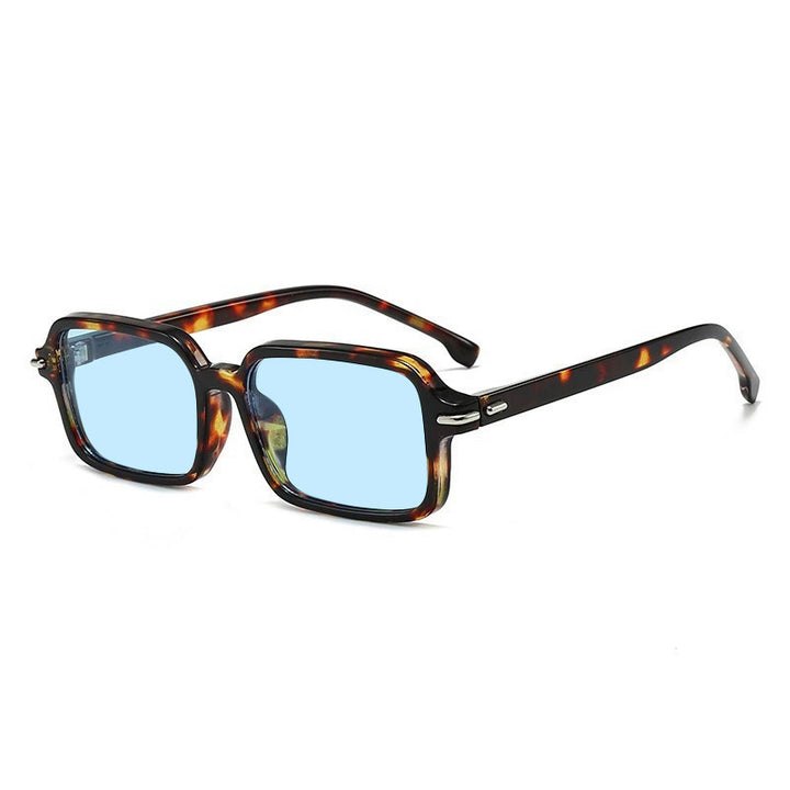 Women's fashionable square sunglasses with stylish plastic frame and blue lenses Stornfield