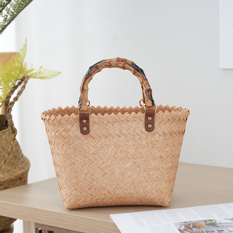 Bamboo Handle Bag Made of Braided Material Stornfield