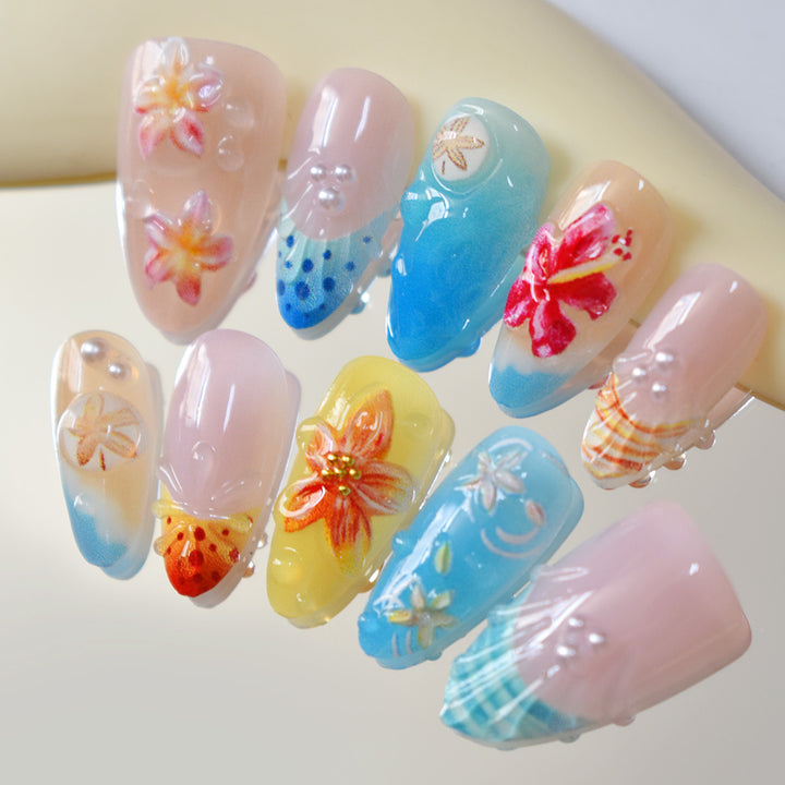 Tropical-Themed 3D Press-On Nails Stornfield