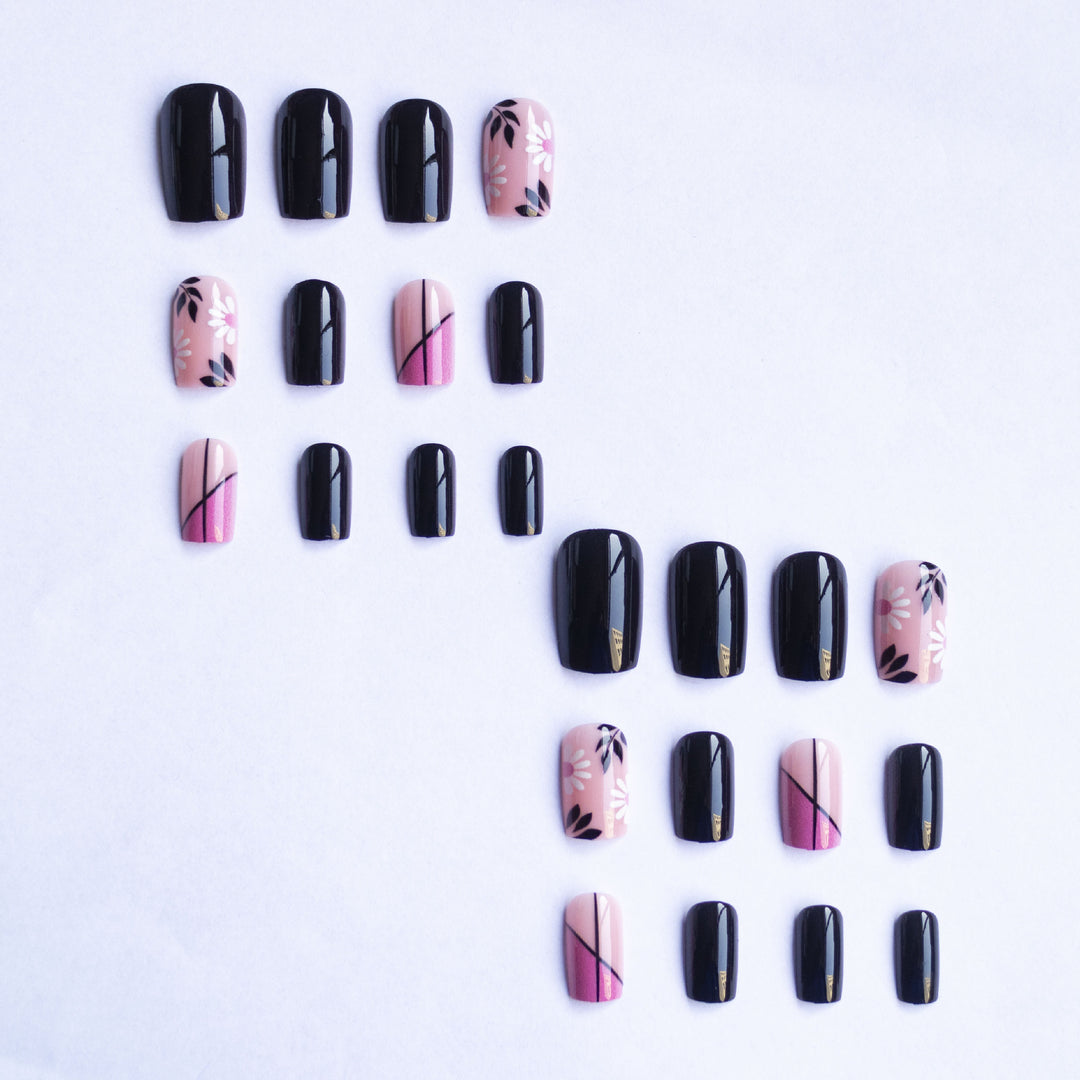 Artistic Floral and Geometric Nail Art Set