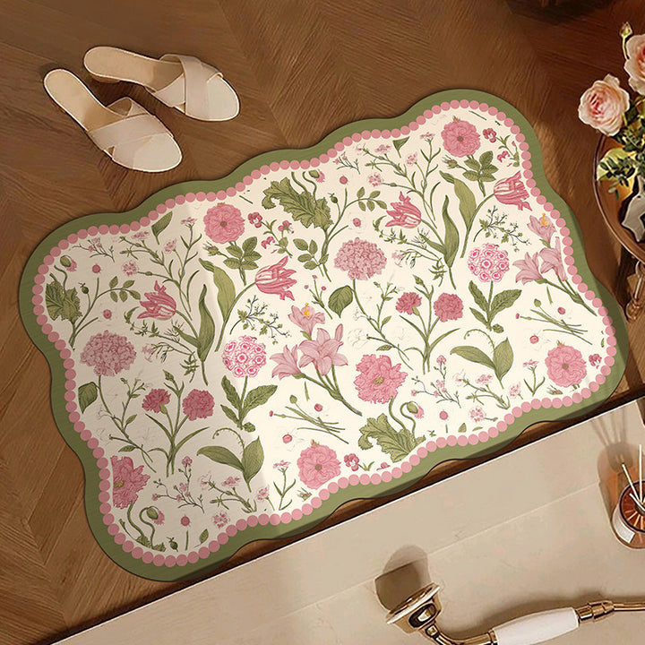 Floral Design Anti-Fatigue Bath Mat