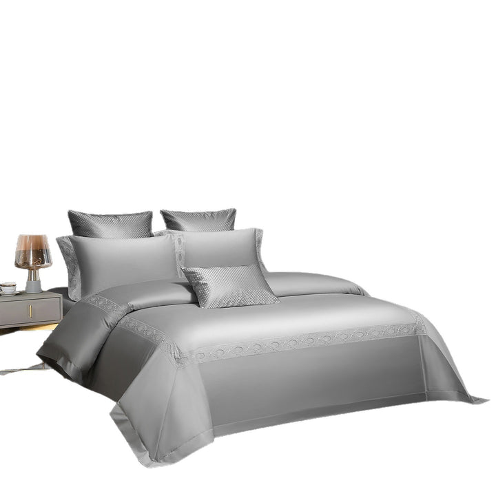 Hotel-Grade Cotton Sateen Duvet Cover Set with Euro Panel & Textured Accent Pillows