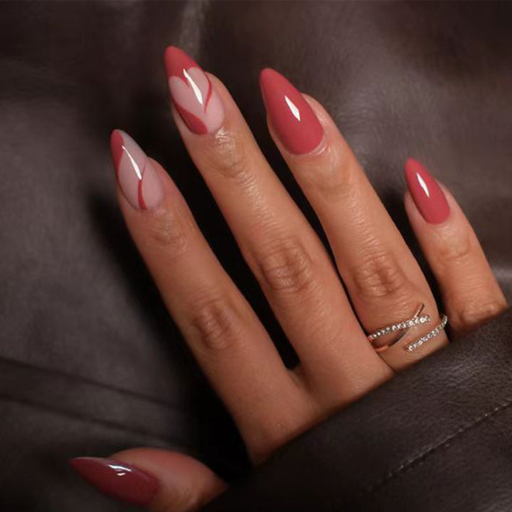 Elegant Stiletto Press-On Nails with Artistic Graphic Design Stornfield
