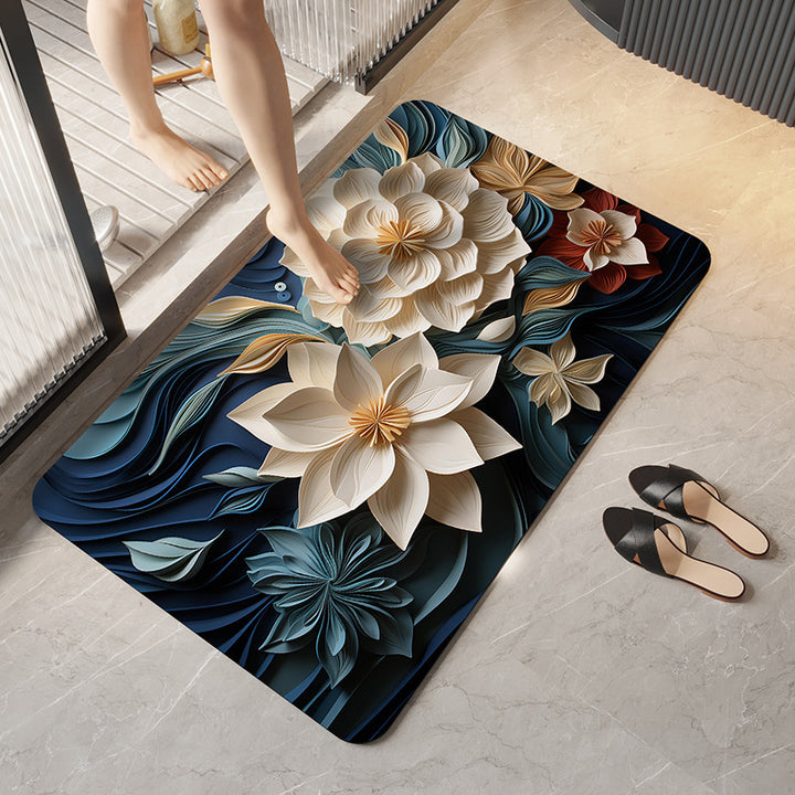 Soft Plush Floral Design Bath Mat