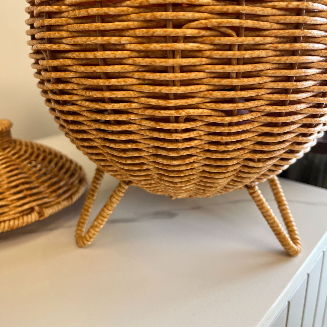 Women artfully woven storage pot Stornfield