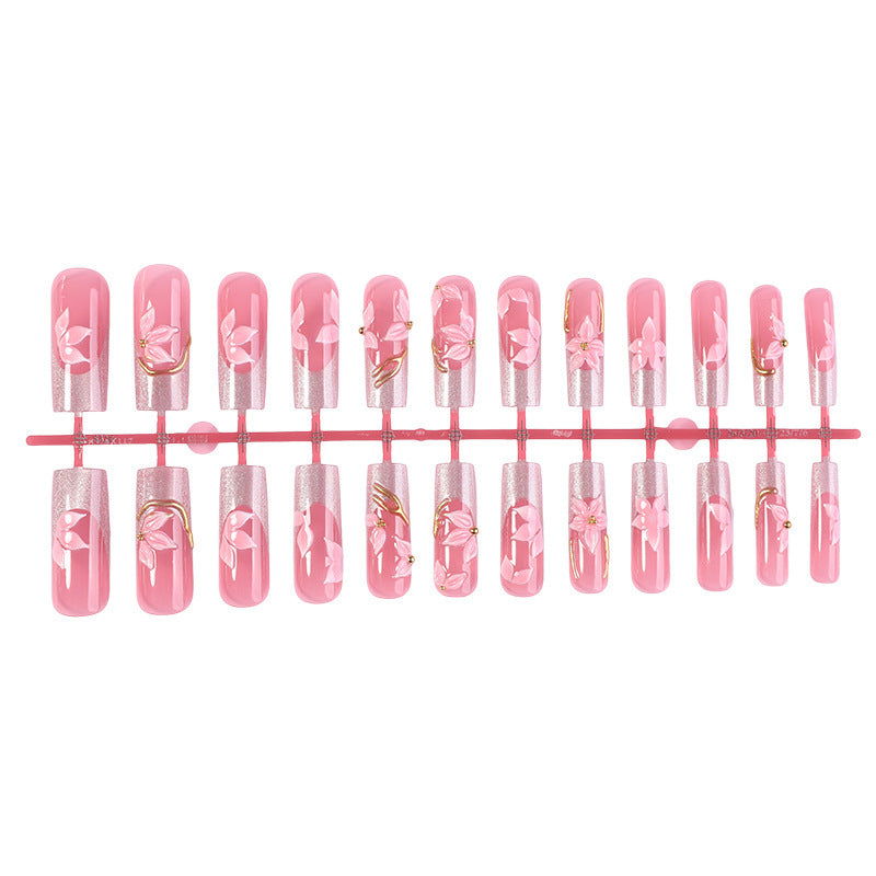 Elegant artificial nail set with floral and glitter elements Stornfield
