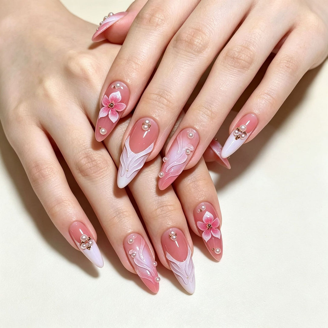 Floral Design Press-On Nail Tips Stornfield
