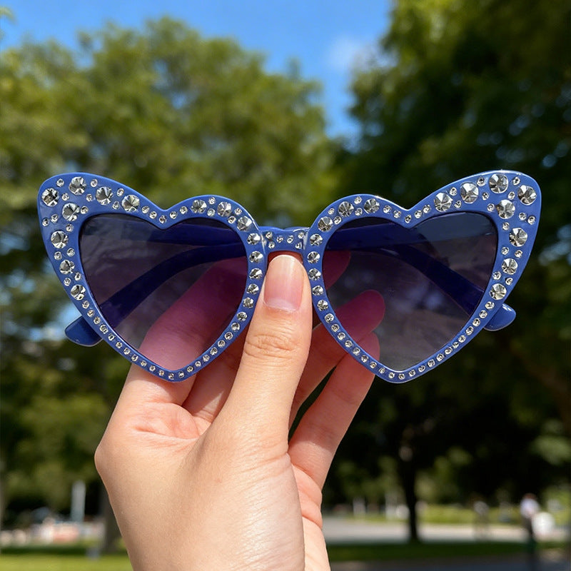 Rhinestone-Accented Heart-Shaped Sunglasses Stornfield
