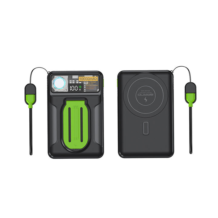 Portable power bank with integrated wireless charging station and precise LCD display Stornfield