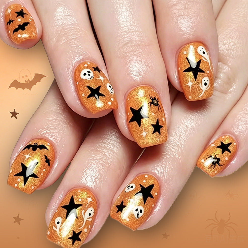 Halloween-Themed Glitter Nail Art Stornfield