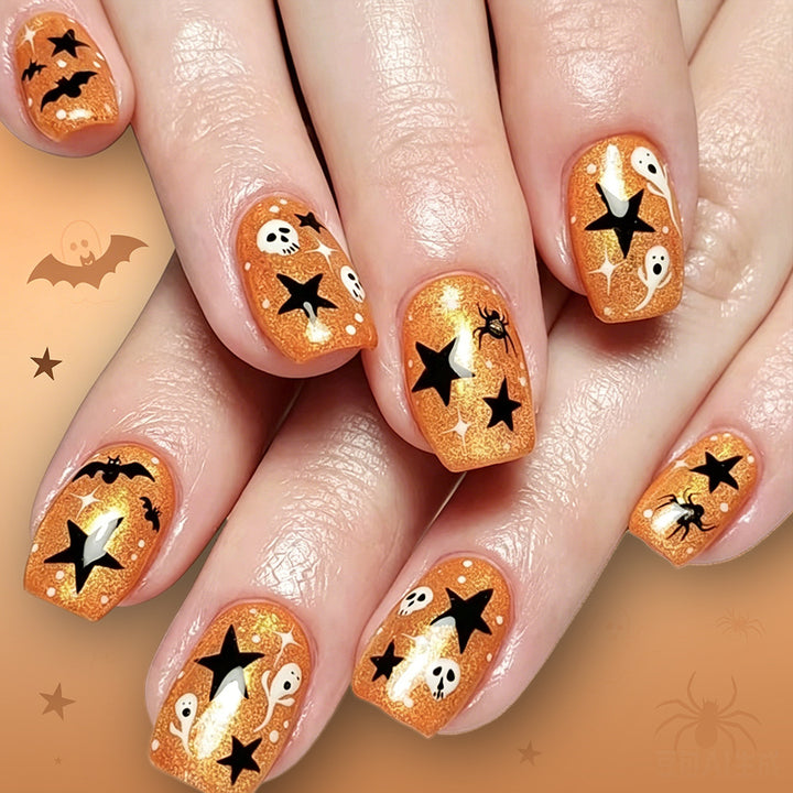 Halloween-Themed Glitter Nail Art Stornfield