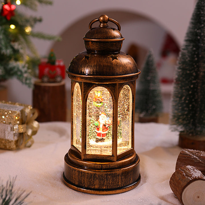 Illuminated Christmas lantern with Santa Claus scene Stornfield
