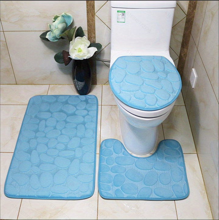 Textured Stone Pattern Bath Mat Set Stornfield