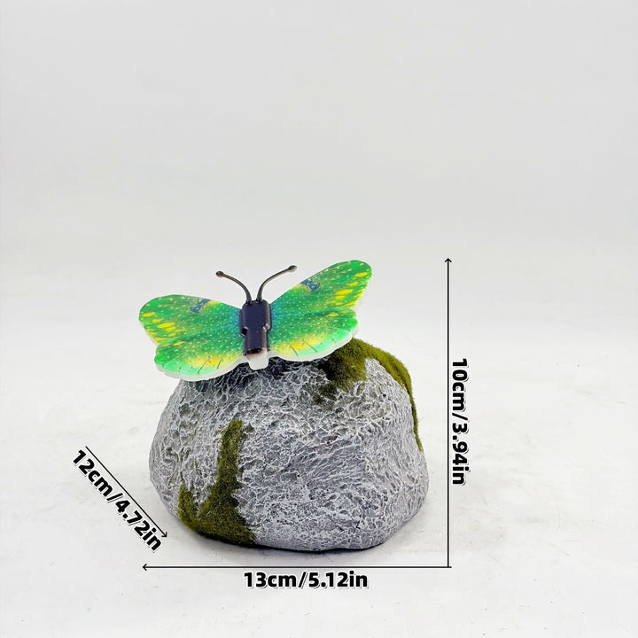 Decorative Solar-Powered Butterfly Perched Stone LED Garden Accent Stornfield