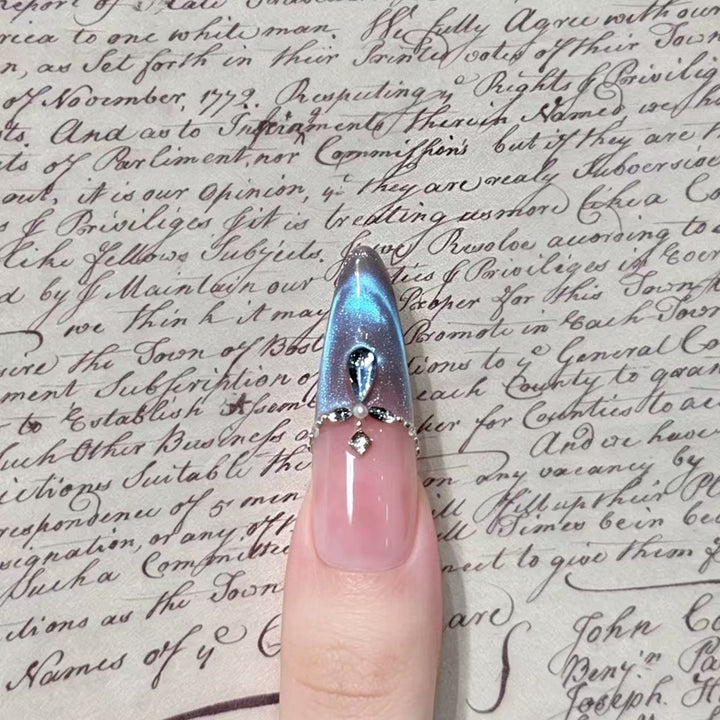 Premium Decorative Press-On Nail Extensions with Rhinestone Accents
