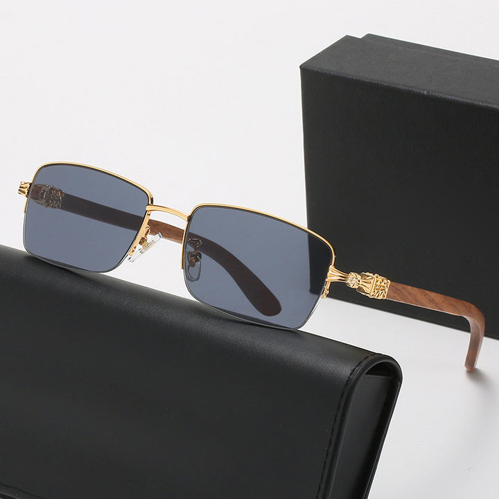 Ladies fashionable glasses with rectangular frame and high-quality wood details Stornfield