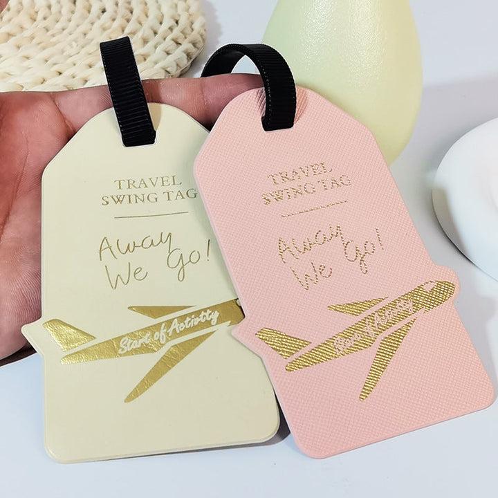 premium travel luggage tag with embossed airplane motif Stornfield