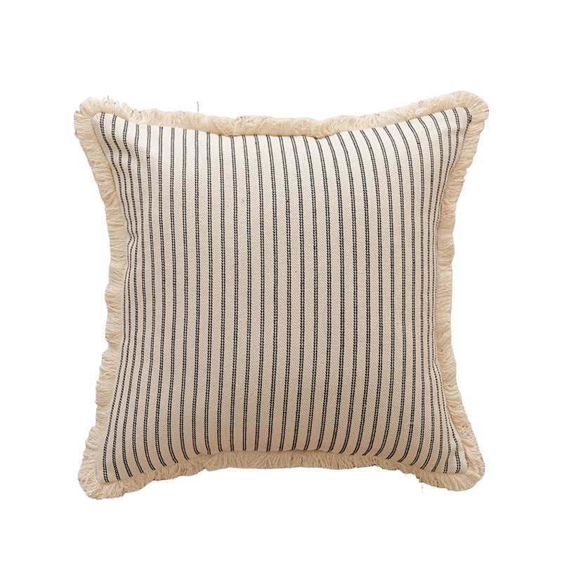 Striped Fringe Decorative Pillow