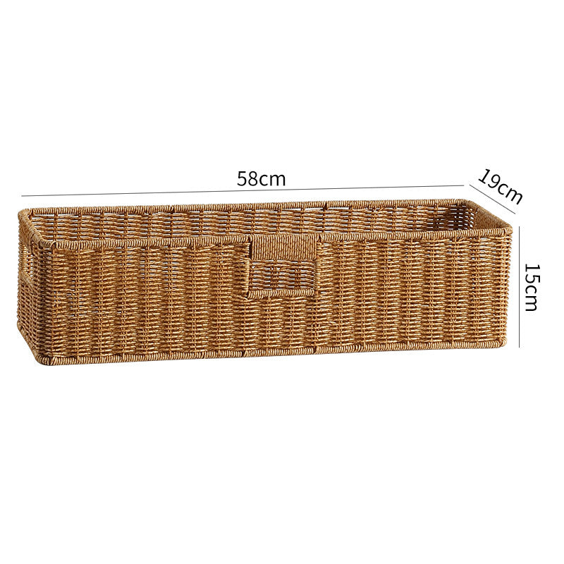 Handwoven Rectangular Storage Basket with Cut-Out Handles Stornfield