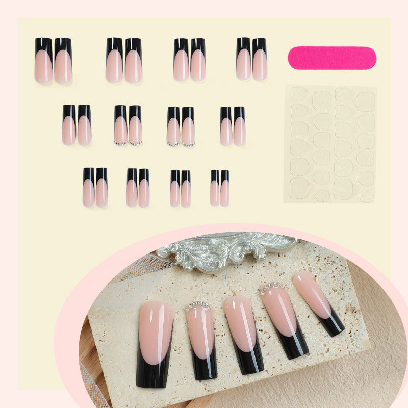 Creative nail art set with elegant black-pink design Stornfield