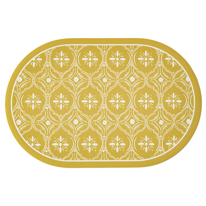 Round decorative rug with floral animal illustration and fine jacquard structure Stornfield