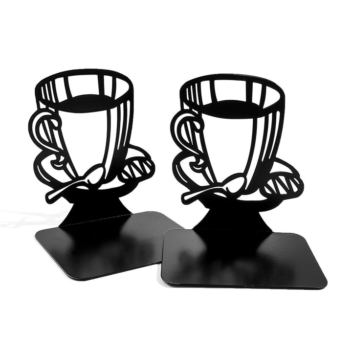 Artistic Coffee-Themed Bookends