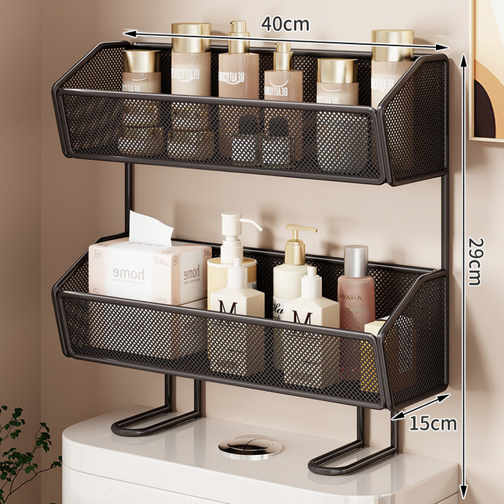 Two-Tier Mesh Countertop Vanity Organizer Shelf with Elevated Support Legs