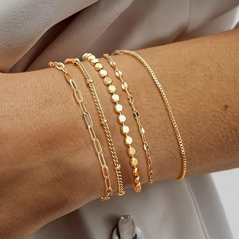 Delicate Gold Chain Bracelet Set Stornfield