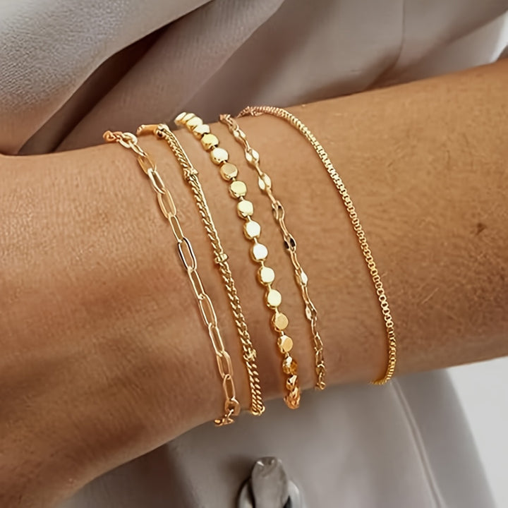 Delicate Gold Chain Bracelet Set Stornfield