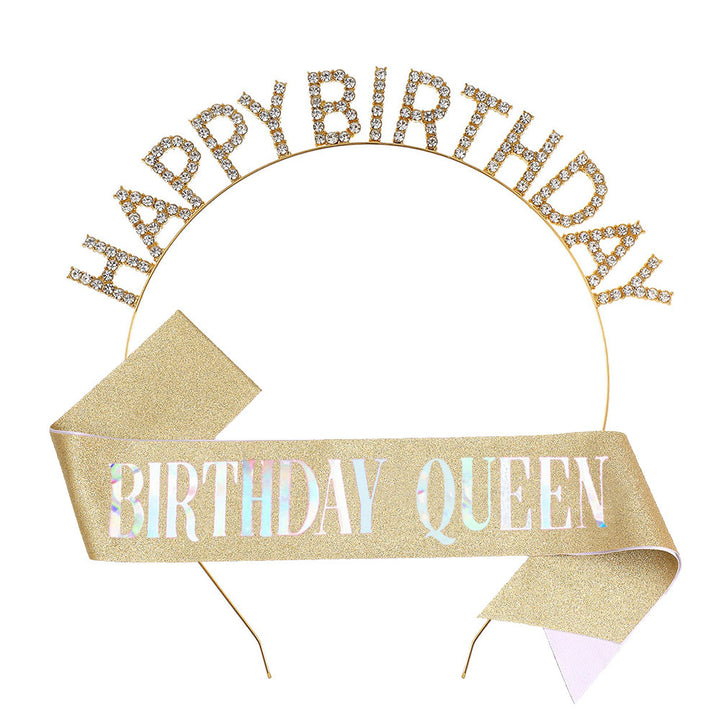 Ladies Glitter Headband with "Happy Birthday" Inscription Stornfield