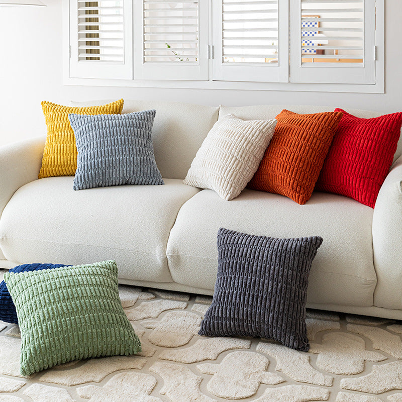 Textured Chenille Square Throw Pillow Cover Pair with Raised Grid Tufting