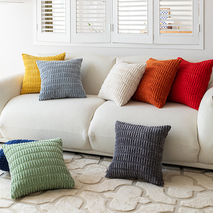 Textured Chenille Square Throw Pillow Cover Pair with Raised Grid Tufting