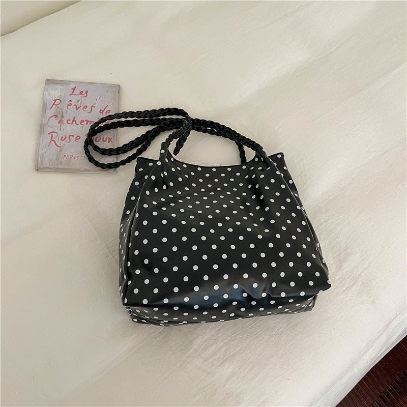 Playful Bow-Accent Polka Dot Tote Bag