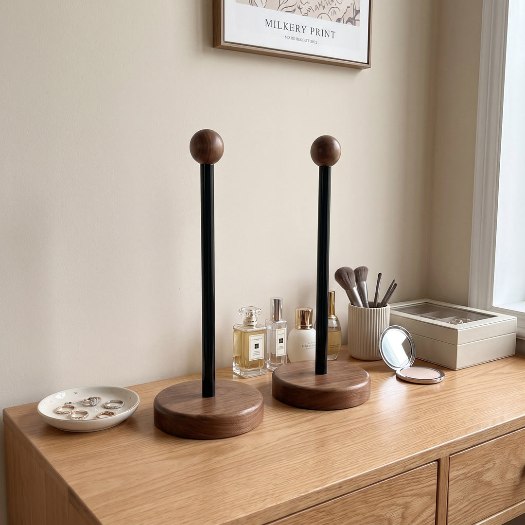 Vertical Wooden Hair Scrunchie and Bracelet Organizer Stand