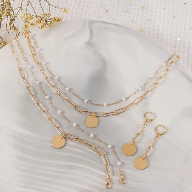 Elegant Pearl and Gold Chain Jewelry Set Stornfield