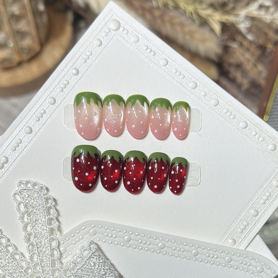 Artistic Strawberry Design Press-On Nail Set Stornfield