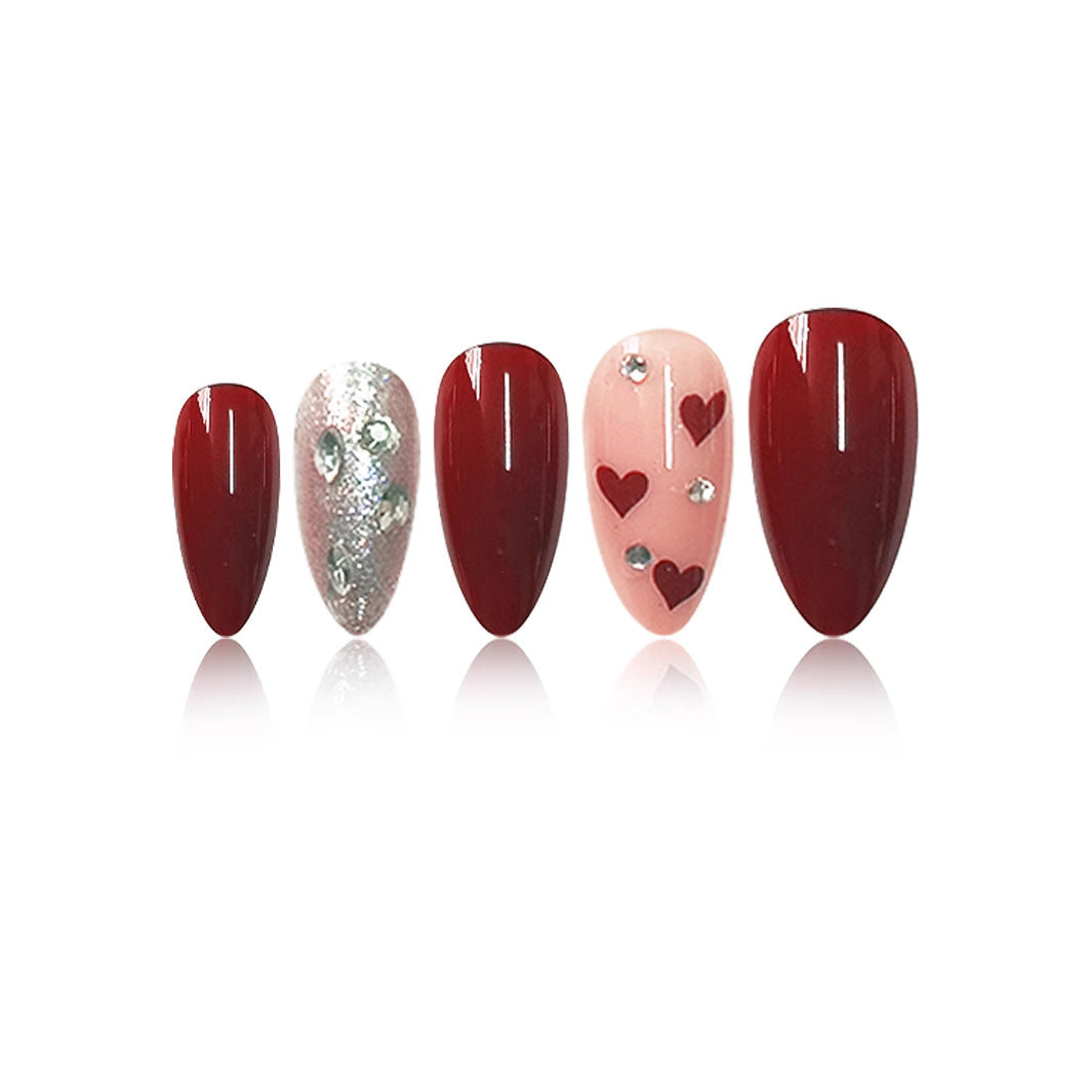 Elegant Heart-Themed Press-On Nail Set Stornfield