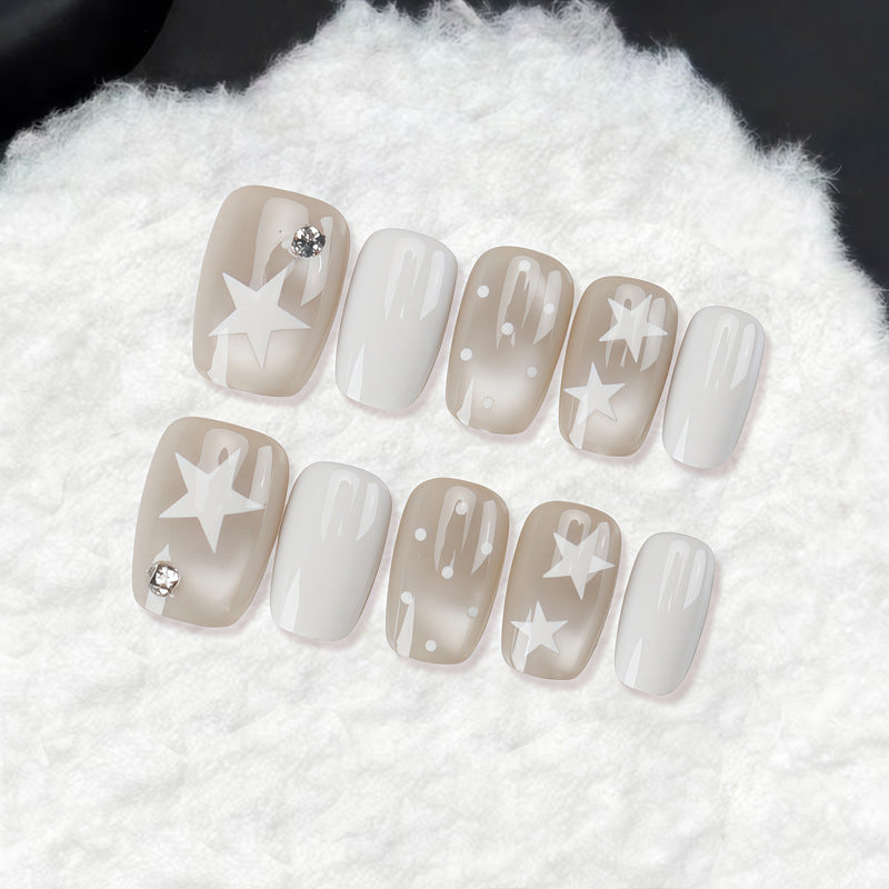 Decorative Press-On Nail Set with Star and Bow Designs Stornfield