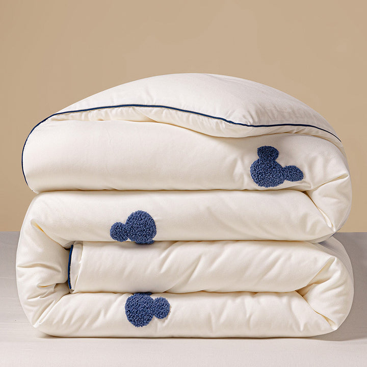 Plush Reversible Embroidered Comforter with Chenille Heart Appliqué
